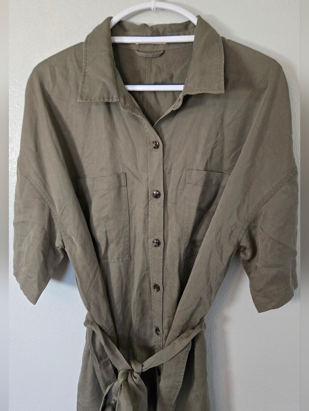 Marine Layer | Renata Dress Olive Green Belted Shirt Dress Size XL - Picture 4 of 13
